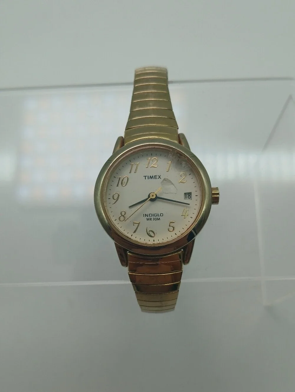 Timex Gold Tone Indiglo Round Face Watch
